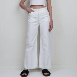 Vintage 1930s White Cotton US Navy Sailor Deck Pants S/M